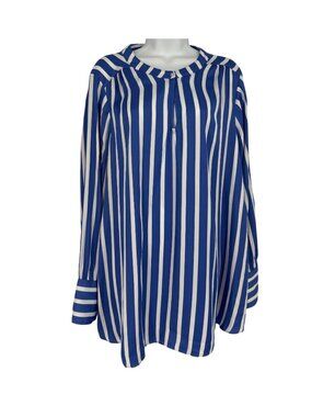 Lane Bryant Striped Long Sleeve Blouse With Button Details Relaxed Fit Size 18/2